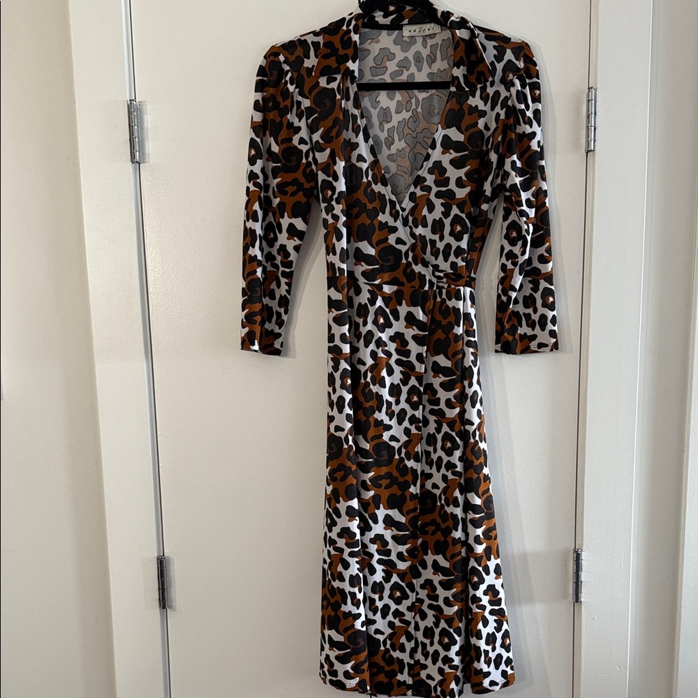 Vintage Leopard Print Wrap Dress in Brown and Black